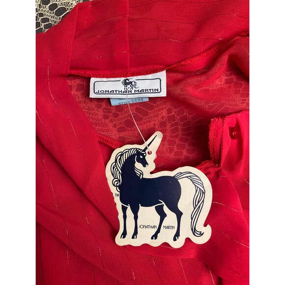 Jonathan Martin Vintage 70s Sheer Red Pin Stripe Blouse Retro Size Small Medium - Picture 9 of 11